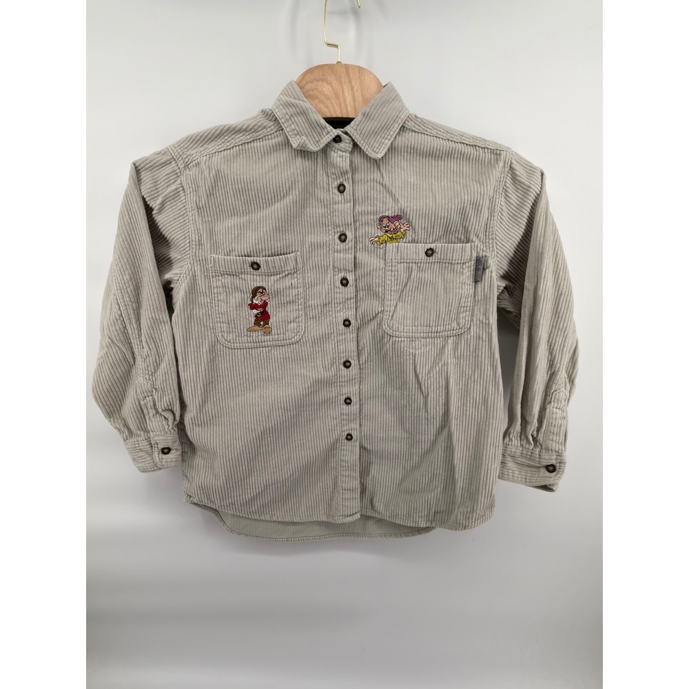 Vintage Disney Classics Gray Corduroy Snow White Seven Dwarfs Dopey Grumpy‎ M SS